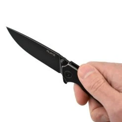 Ruike P801-SB Noir Couteau De Poche Lame Acier 14C28N Manche Acier 3Cr14N Finition Délavée -Kansept shop P801SB 12.jpg 1440x960 1