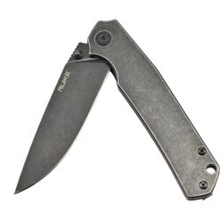 Ruike P801-SB Noir Couteau De Poche Lame Acier 14C28N Manche Acier 3Cr14N Finition Délavée -Kansept shop P801SB 8.jpg 1440x960 1