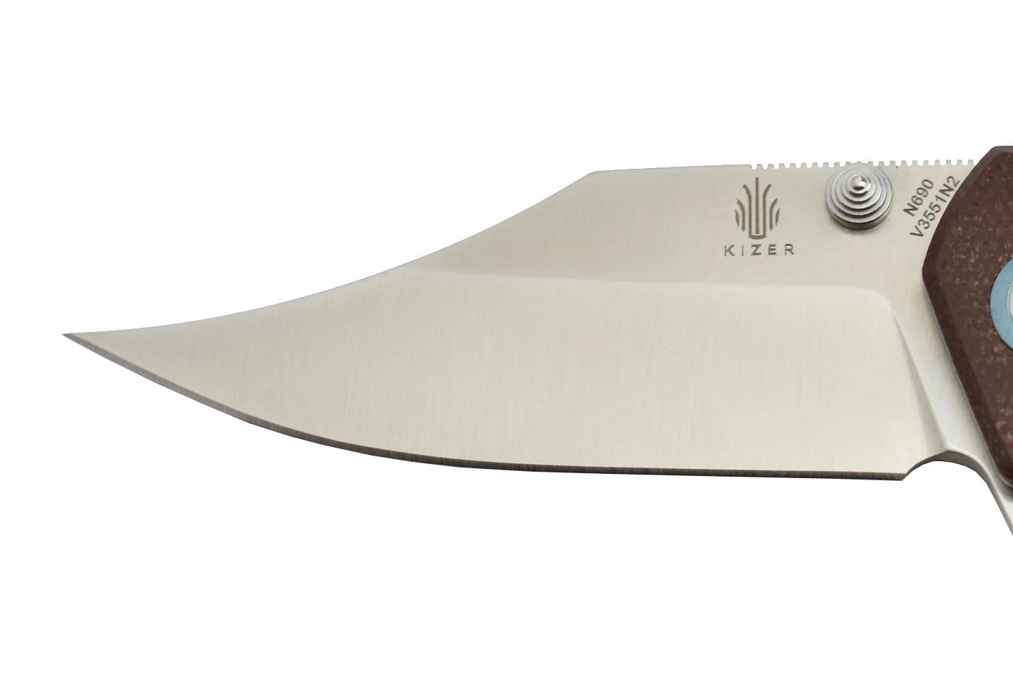 Kizer V3551N2 Junges Par Carlos Elstner Lame Acier N690 Manche Micarta Marron 4 Kizer V3551N2 Junges Par Carlos Elstner Lame Acier N690 Manche Micarta Marron – Image 2