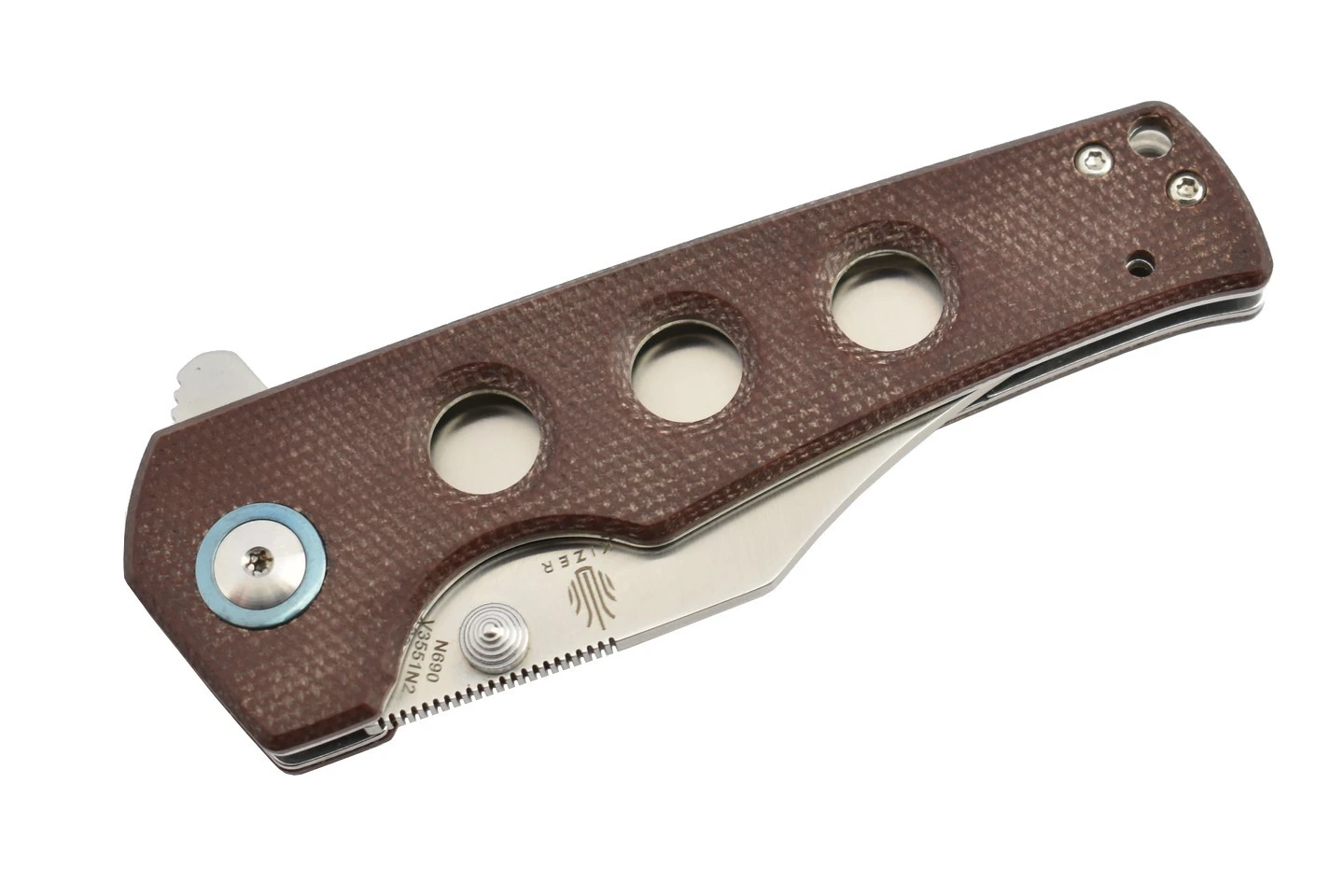 Kizer V3551N2 Junges Par Carlos Elstner Lame Acier N690 Manche Micarta Marron 6 Kizer V3551N2 Junges Par Carlos Elstner Lame Acier N690 Manche Micarta Marron – Image 4