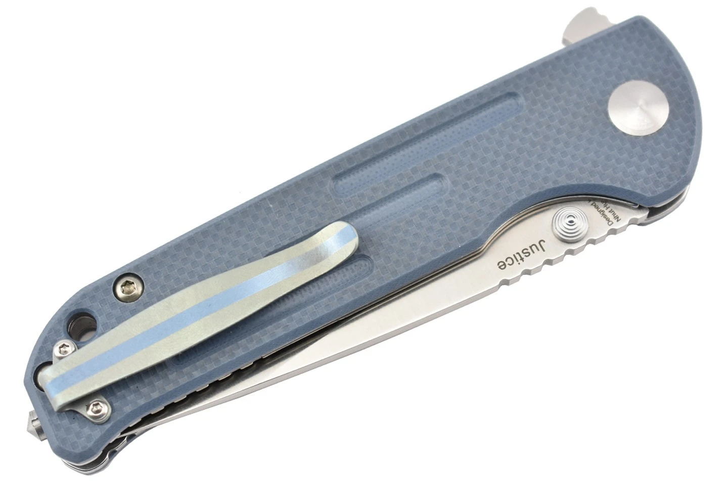 Kizer V4543N1 Justice - Lame Acier N690 Manche G10 Bleu 5 Kizer V4543N1 Justice - Lame Acier N690 Manche G10 Bleu – Image 3