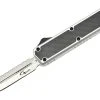 Golgoth G11BS6 Silver. Couteau Automatique OTF Lame Double Tranchant Avec Serrations En Acier D2 Manche Aluminium Silver Et Fibre De Carbone