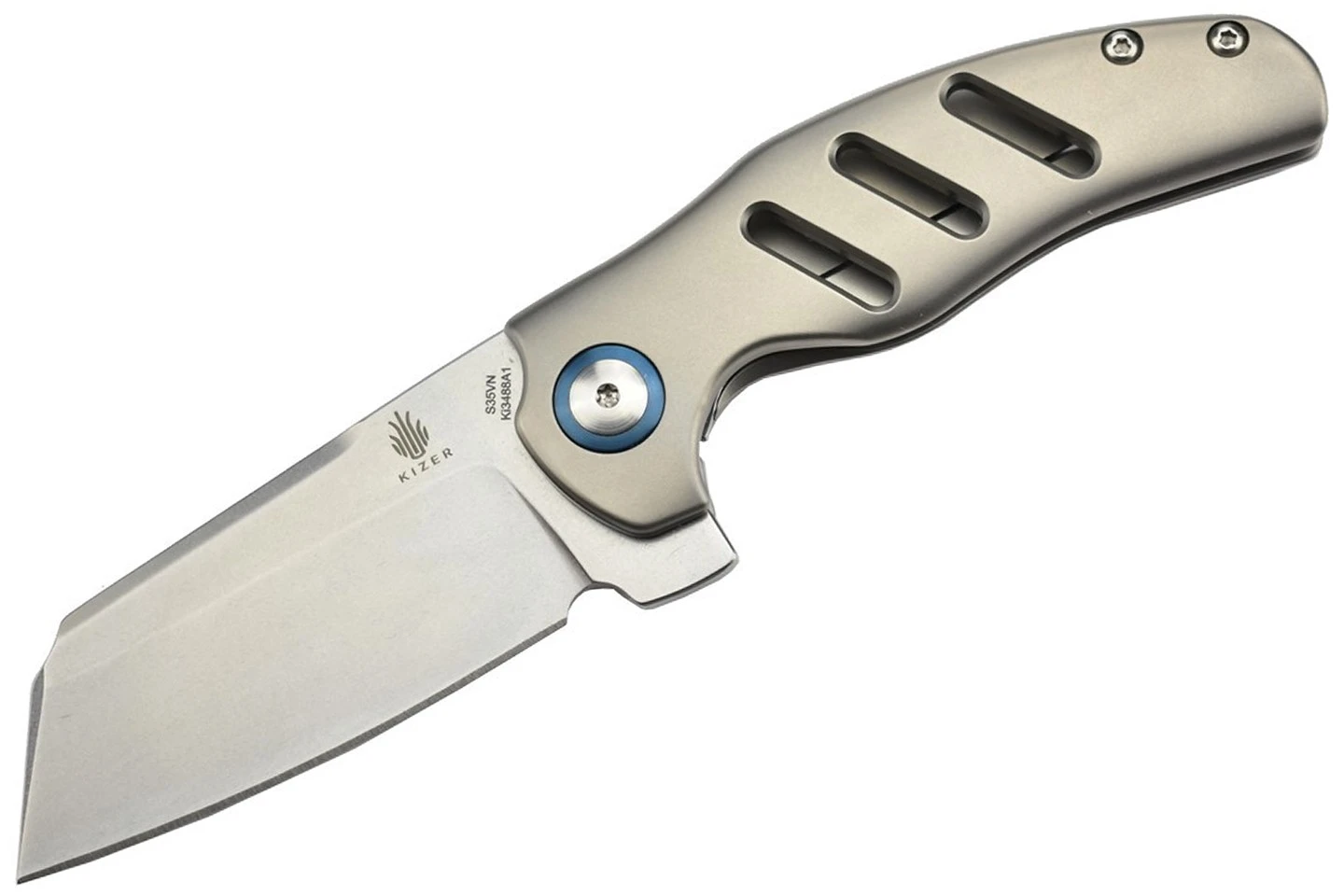 Kizer Ki3488A1 C01C Mini Sheepdog Lame Acier S35VN Et Manche Titane Gris 3 Kizer Ki3488A1 C01C Mini Sheepdog Lame Acier S35VN Et Manche Titane Gris