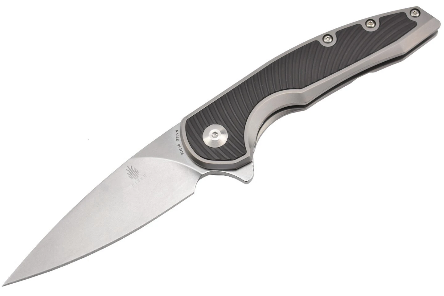 Kizer Ki4518 Ginesis Par Gage Lame Acier S35VN Manche Titane Et Fibre De Carbone 3 Kizer Ki4518 Ginesis Par Gage Lame Acier S35VN Manche Titane Et Fibre De Carbone