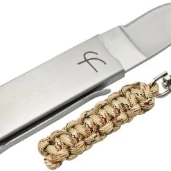 Fred Perrin MK114BM Couteau Pliant Avec Porte-clés Paracorde Beige Et Marron