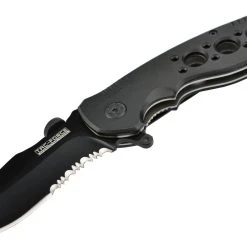 Super Knife YC-536 Lame Avec Serrations Acier Finition Black